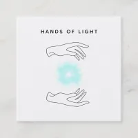 *~* Energy Hands Ball + Reiki Light Healing Square Business Card