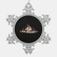 Eat Drink And Be Spooky Essential Vintage Style Snowflake Pewter Christmas Ornament