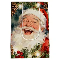 A Sweet Old-Fashioned Santa | Vintage Christmas Medium Gift Bag