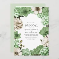Meadow Fern, Pistachio Silk & Willow Ivory Wedding Invitation