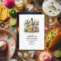 Fun Tacos and Tequila Wedding with Monogram Bottle Invitation