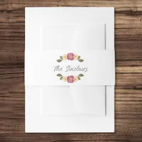 Elegant Pressed Wildflowers Boho Garden Wedding Invitation Belly Band