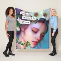 Pretty Fairy Flowers in Hair Fantasy Art   Fleece Blanket