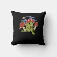 Book Fan Frog With Mushroom Hat Cottagecore Goblin Throw Pillow