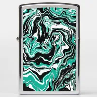 Turquoise, Black and White Swirls Marble like  Nec Zippo Lighter