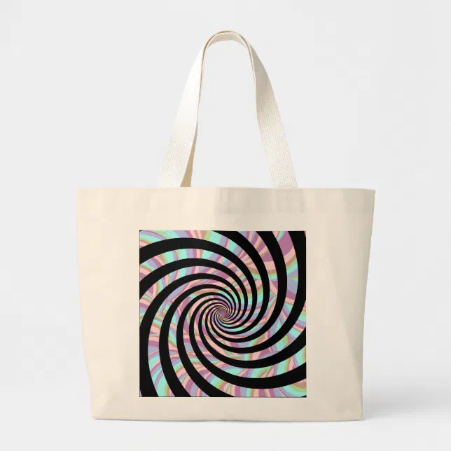 Spirals multicolor - black large tote bag