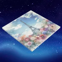 Eiffel Tower Paris Floral Watercolor | Gallery Wrap