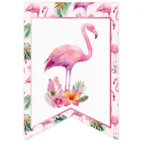 Flamingo Baby Shower Pink Tropical Welcome Bunting Flags