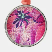 Poinsettia Flower Digital Art Metal Ornament