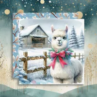 Vintage Farm and Cute Alpaca Christmas  Card