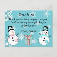 Christmas Postcard from Santa to a child