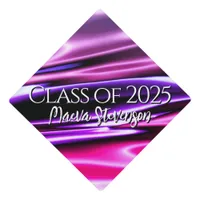 pleated pink purple metallic satin fabric graduation cap topper