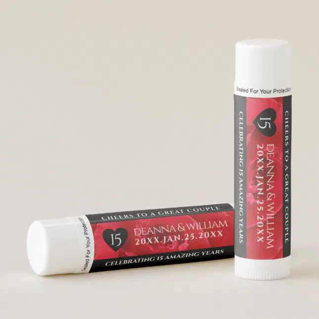 Elegant 15th Rose Wedding Anniversary Celebration Lip Balm