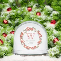 Personalized Christmas Doodles Monogram Wreath Snow Globes