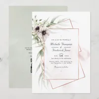 Eucalyptus Anemone Geometric QR Code RSVP Wedding Invitation
