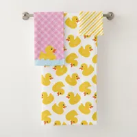 Rubber Duck Bath Towel Set | Pink and Yellow Ducky