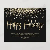 BUDGET Gold Glitter Happy Holidays Card