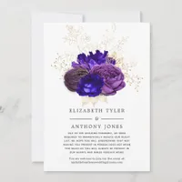 Purple, Royal Blue and Gold Floral Wedding Guests Announcement