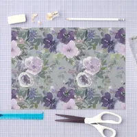 Purple Watercolor Flowers Tissue Paper