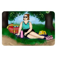 Hand drawn Art | Woman Relaxing at Beach Magnet