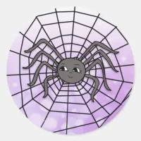 Spider in Spider Web Halloween Spooky Party Classic Round Sticker