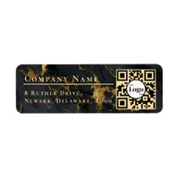 Business Logo Qr Code Black Agate Return Address Label