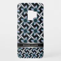 Teal Blue Crossword Pattern Device Case