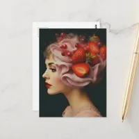 Strawberry Dessert Woman Postcard