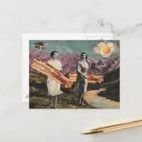 Surreal Breakfast Women Sunny Side Up Egg Postcard