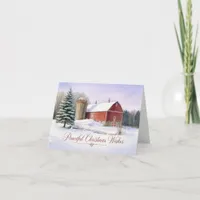 Peaceful Christmas Wishes Rustic Red Country Barn Card
