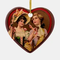 Victorian Couple in Heart Ornament