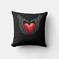 Skeleton Hand Heart Throw Pillow