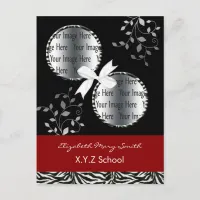 chic red twin photo Graduation Invitation