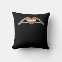 Bone Hands Heart Lesbian Goth Minimal Design Throw Pillow