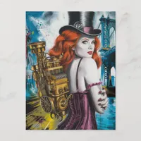 Sexy Steampunk Woman By The River Postcard