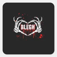 Bloody Breakdown, Skeleton Heart Hands Emo, Metalc Square Sticker