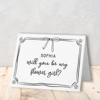 Cute Hand Drawn Coquette Bow Flower Girl Proposal Card