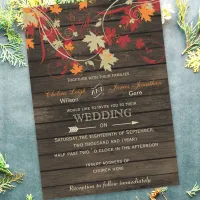 Barn Wood Rustic Fall Leaves Wedding invitations