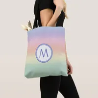 Elegant Monogrammed Pastel Rainbow Water Colors Tote Bag