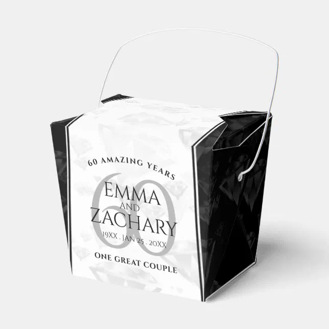 Elegant 60th Diamond Wedding Anniversary Favor Boxes