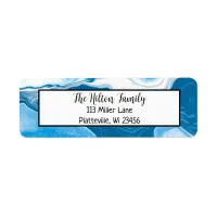 Blue and White Marble Fluid Art    Label