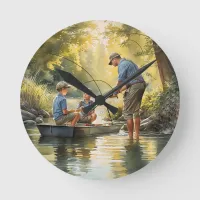 Gone Fishing Round Clock