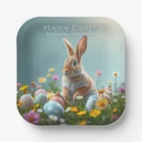 Cute Floral Easter Bunny Party Personalized Paper Plates