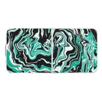 Turquoise, Black and White Swirls Marble like  Beer Pong Table