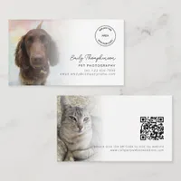 2 Photos Logo QR Code Pet Photographer  Business Card