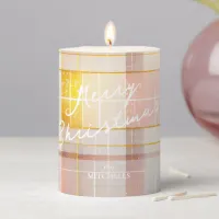 Pink Gold Christmas Pattern#7 ID1009 Pillar Candle