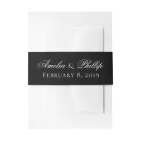 Elegant Black and White Wedding Invite Bands Invitation Belly Band