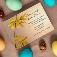 Yellow Forsythia Flowers Easter Dinner Invitation