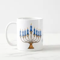 Menorah with Burning Candles Happy Hanukkah  Coffee Mug