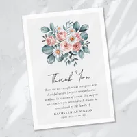 Boho Eucalyptus Floral Sympathy Funeral Thank You Card